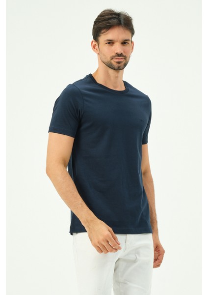 Lacivert Casual Sıfır Yaka Büyük Beden Bıg Sıze Erkek Tişört modelleri