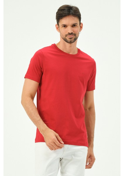 Kırmızı Casual Sıfır Yaka Büyük Beden Bıg Sıze Erkek Tişört fırsatları