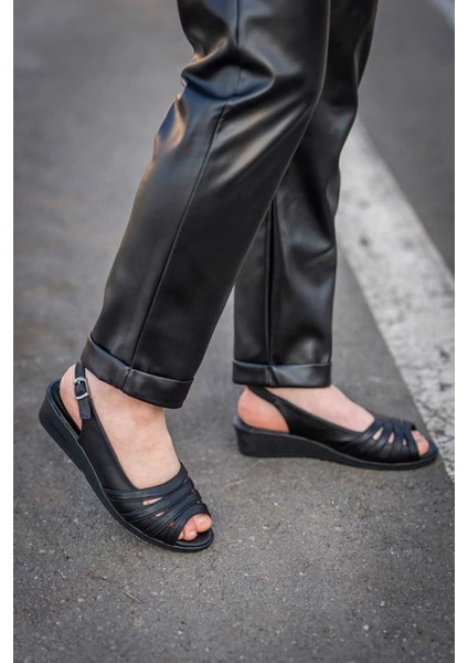 Ortopedik Anne Sandalet Rahat Yumuşak Ayakkabı 38-39-40-41-42 Numara Siyah