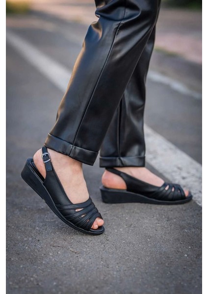 Ortopedik Anne Sandalet Rahat Yumuşak Ayakkabı 38-39-40-41-42 Numara Siyah modelleri