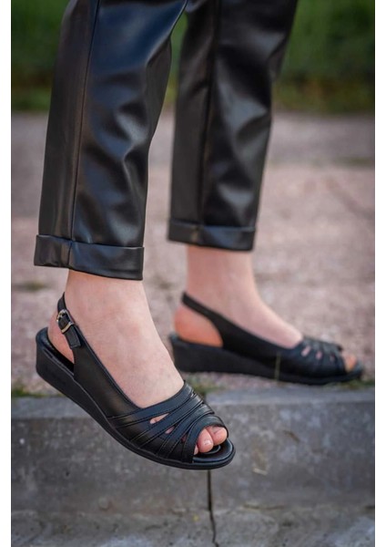 Ortopedik Anne Sandalet Rahat Yumuşak Ayakkabı 38-39-40-41-42 Numara Siyah fırsatları