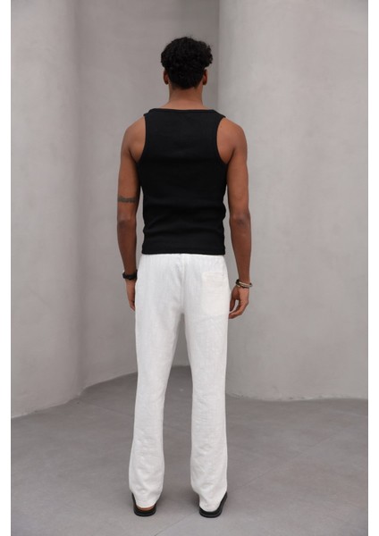 Rahat Kesim Düz Paça %100 Cotton Bağcıklı Erkek Pantolon