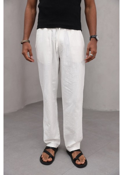 Rahat Kesim Düz Paça %100 Cotton Bağcıklı Erkek Pantolon indirimleri