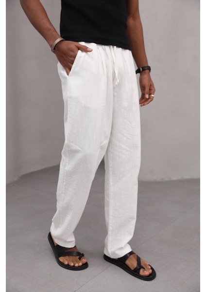 Rahat Kesim Düz Paça %100 Cotton Bağcıklı Erkek Pantolon