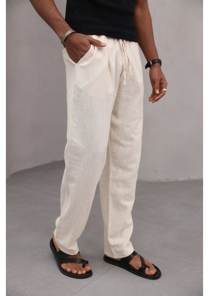 Rahat Kesim Düz Paça %100 Cotton Bağcıklı Erkek Pantolon