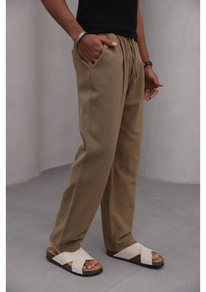 Rahat Kesim Düz Paça %100 Cotton Bağcıklı Erkek Pantolon