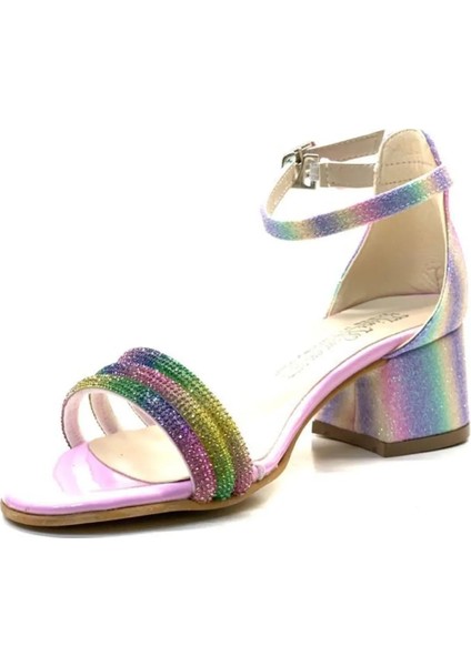 Taş Biye Detaylı Tokalı Çocuk Abiye Ayakkabı Çok Renkli modelleri