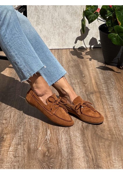 Mimi Süet Deri Taba Kadın Loafer