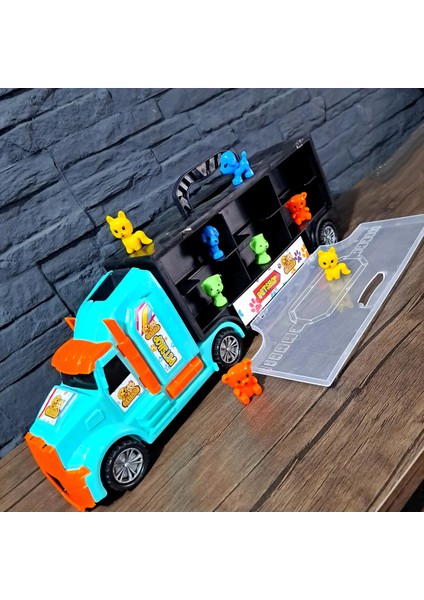Oyuncak Tır 2 Kapaklı Çantalı ve Kaydırkalı Petshop Hayvanlar Taşıyor 45X16CM Hediyelik