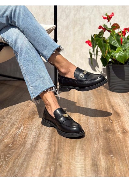 Lydia Deri Siyah Kadın Loafer