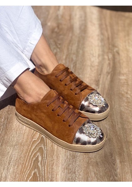 Noura Taş Detaylı Deri Kadın Sneaker