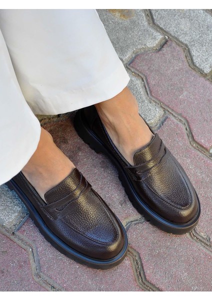 Phoenicia Deri Kahverengi Kadın Loafer