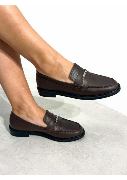 Delos Deri Toka Detaylı Acı Kahve Kadın Loafer