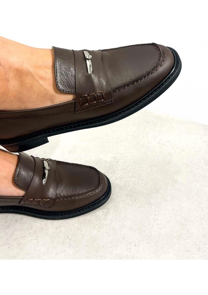 Delos Deri Toka Detaylı Acı Kahve Kadın Loafer