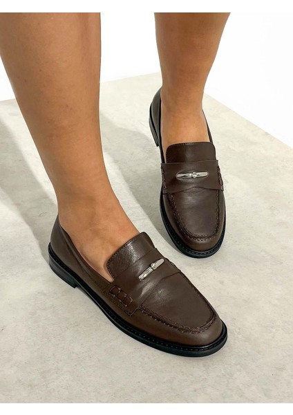 Delos Deri Toka Detaylı Acı Kahve Kadın Loafer