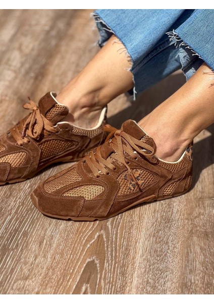 Miu Deri File Detaylı Taba Kadın Sneaker fırsatları