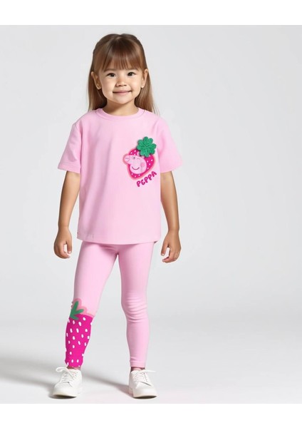 Peppapig Çilek Detaylı Kız Çocuk Alt Üst Takım