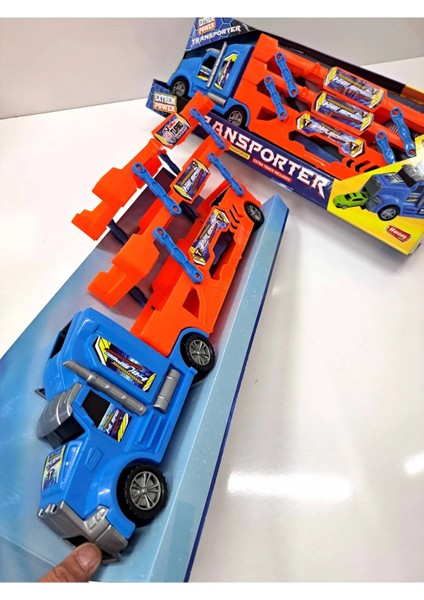 Erkek Çocuk Oyuncak 4 Katlı Oto Taşıyıcı Tır 55X15CM Araç Kaydırmalı ve Rampalı