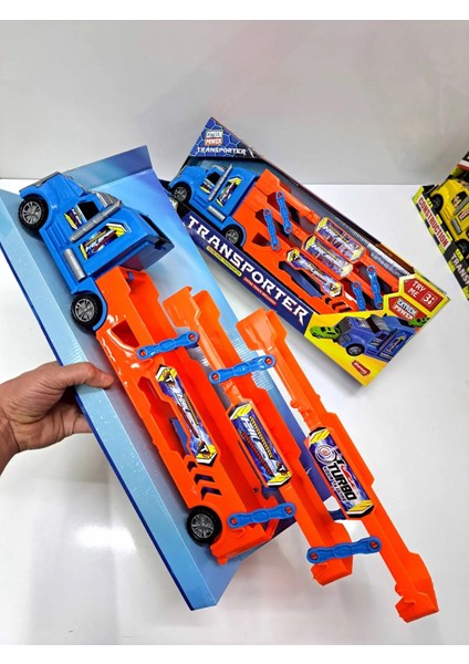 Erkek Çocuk Oyuncak 4 Katlı Oto Taşıyıcı Tır 55X15CM Araç Kaydırmalı ve Rampalı