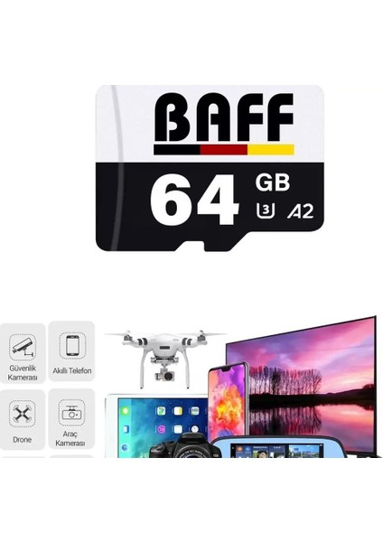 Baff 64GB Hafıza Kartı Video Kayıt Destekli Uhs-I U3 A2