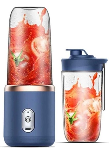 Taşınabilir Çok Işlevli Meyve Suyu Mikseri ve Kahve Köpürtücü Smoothie Akıllı Mutfak Robotu Mavi