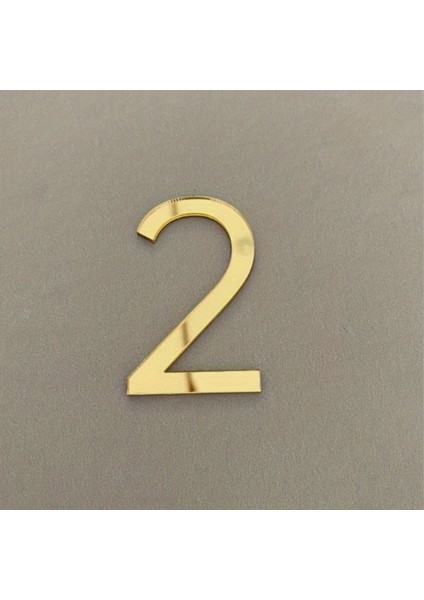 Kapı Daire Numarası 1 mm Gold Ayna Pleksi Yapışkanlı No -2 Iki