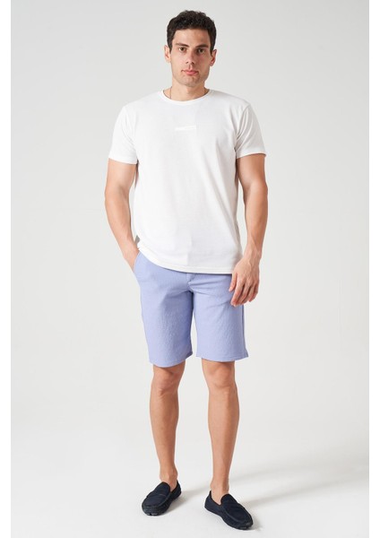 Erkek Indigo Beli Yarım Lastikli Gold Şort