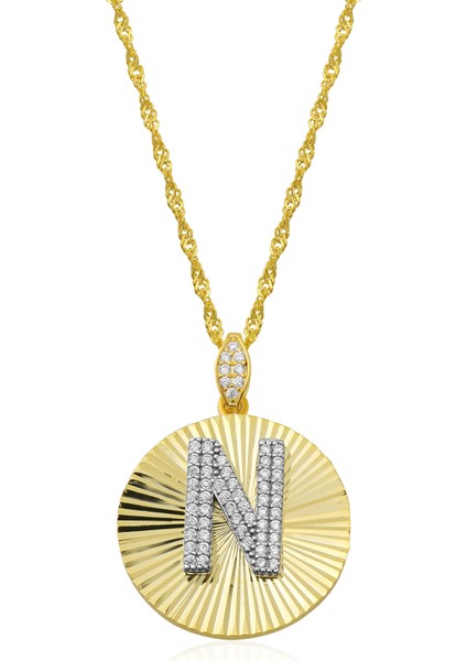 Kadın 925 Ayar Zirkon Taşlı Kişiye Özel Harf Kolye (N) fırsatları