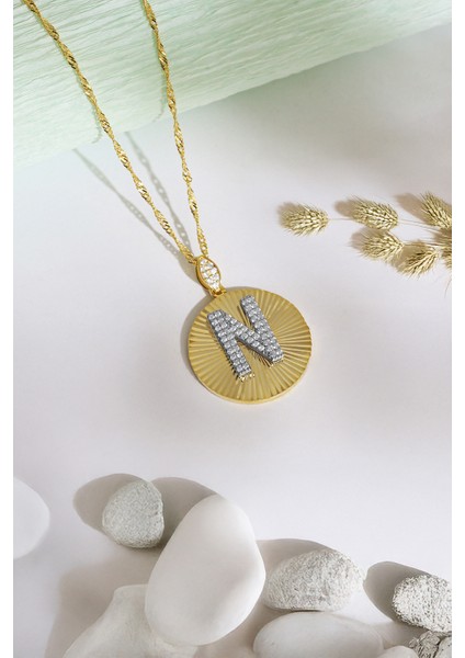 Kadın 925 Ayar Zirkon Taşlı Kişiye Özel Harf Kolye (N) modelleri