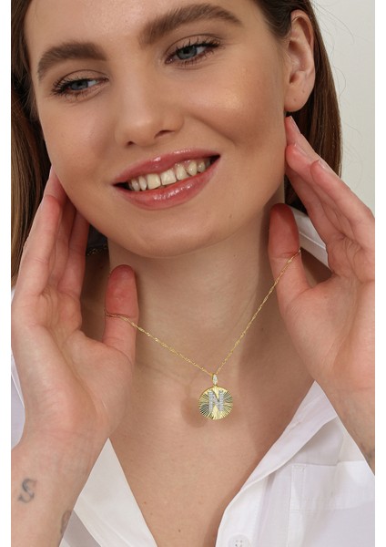 Kadın 925 Ayar Zirkon Taşlı Kişiye Özel Harf Kolye (N)