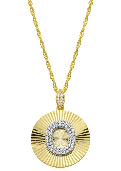 Kadın 925 Ayar Zirkon Taşlı Kişiye Özel Harf Kolye (O) fırsatları