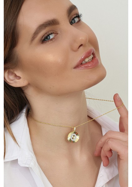 Kadın 925 Ayar Zirkon Taşlı Kişiye Özel Harf Kolye (O)