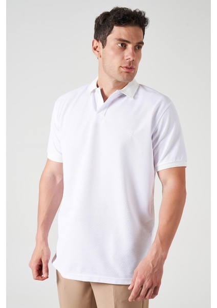 Erkek Beyaz Ayaklı Yaka Ottoman Basic Tişört modelleri
