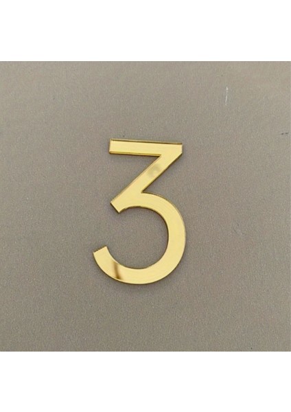 Daire Numarası 1 mm Gold Ayna Pleksi Yapışkanlı No -3 Üç