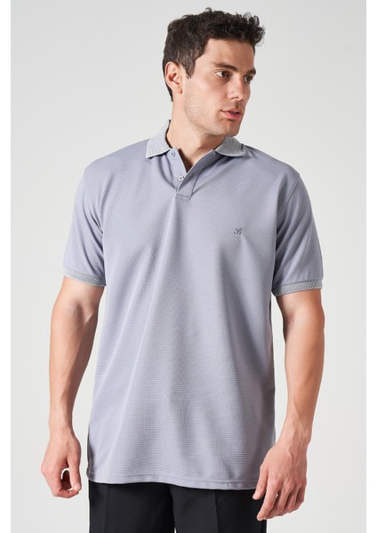 Erkek Boyalı Gri Ayaklı Yaka Ottoman Basic Tişört