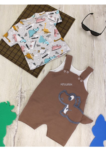 Dino Iki Parça Tulum Erkek Bebek Çocuk 0-3 Ay, 3-6 Ay, 6-9 Ay