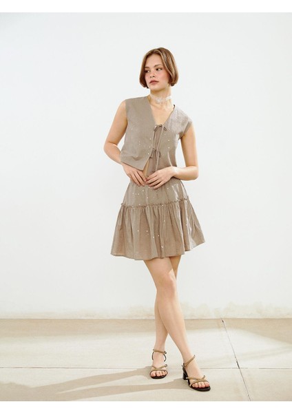 Xsıde V Yaka Nakışlı Kadın Klasik Yelek (S5) fiyatları