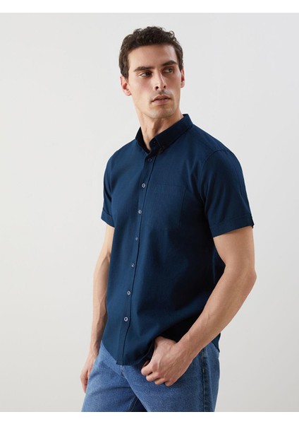 Lcwaıkıkı Classic Regular Fit Kısa Kollu Armürlü Erkek Gömlek (S5)