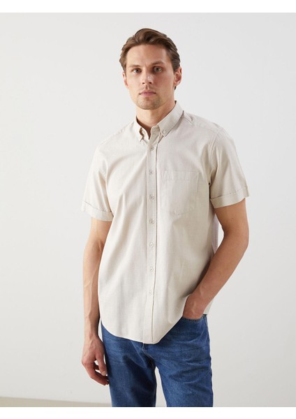 Lcwaıkıkı Classic Regular Fit Kısa Kollu Armürlü Erkek Gömlek (S5)