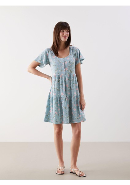 Lcw Comfort U Yaka Çiçekli Mini Elbise (S5)