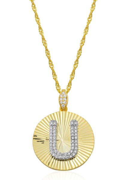 Kadın 925 Ayar Zirkon Taşlı Kişiye Özel Harf Kolye (Ü) fırsatları