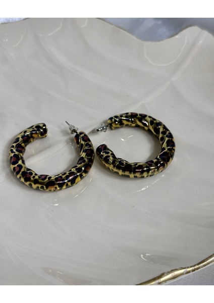 Leopar Desenli Bijuteri Küpe