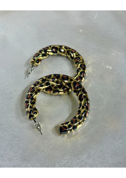 Leopar Desenli Bijuteri Küpe