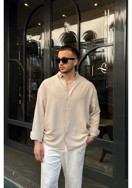 Zoro Erkek Extra Soft Keten Görünümlü Gömlek Uzun Kollu, Hafif Dokulu