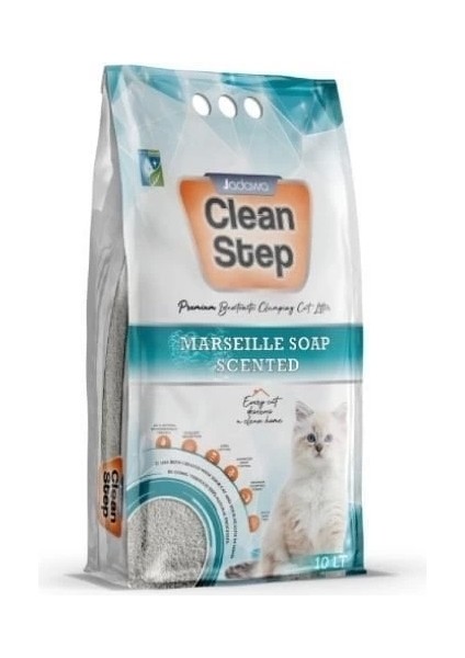 Clean Step Aktif Karbonlu Marsilla Kokulu Ince Taneli Topaklanan Bentonit Kedi Kumu 10 Lt