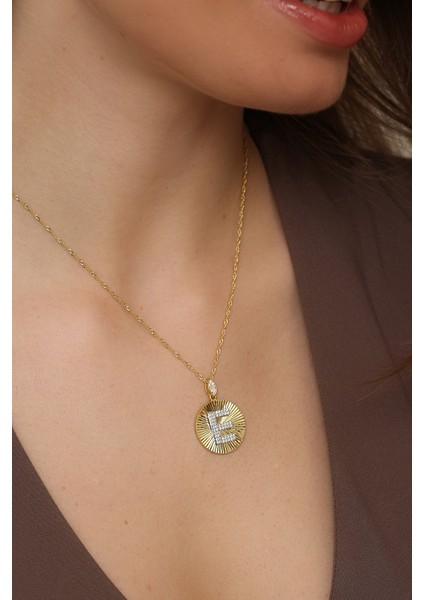 Kadın 925 Ayar Zirkon Taşlı Kişiye Özel Harf Kolye (E) fiyatları