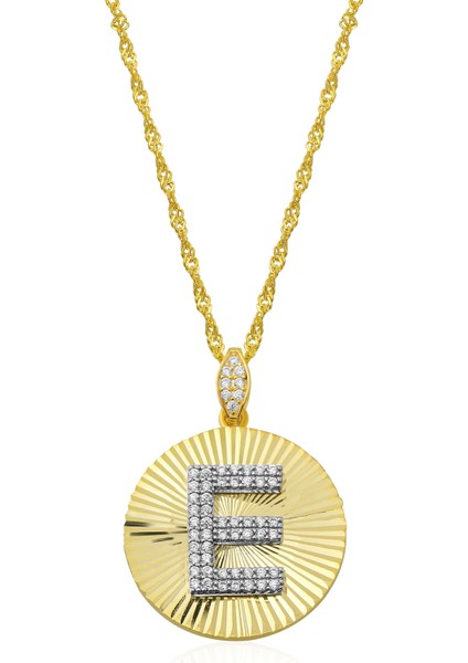 Kadın 925 Ayar Zirkon Taşlı Kişiye Özel Harf Kolye (E) fırsatları