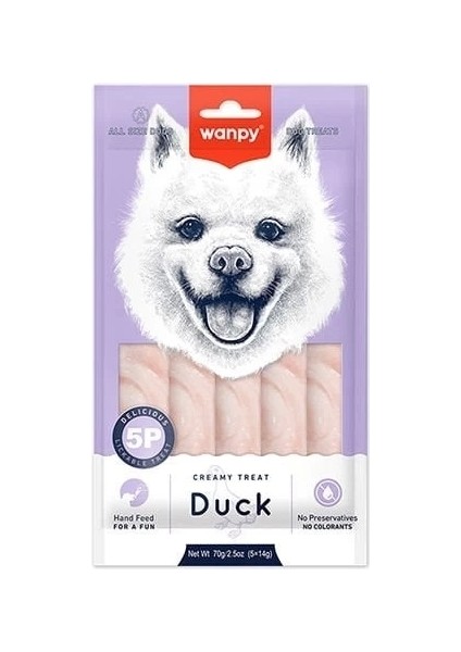 Wanpy Krema Ördekli Sıvı Köpek Ödülü 5X14 gr