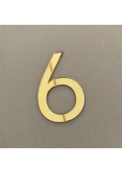 Kapı Daire Numarası 1 mm Gold Ayna Pleksi Yapışkanlı No -6 Altı