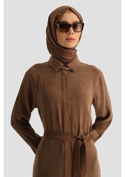 Önü Işlemeli Elbise 259028 Açık Kahve fırsatları